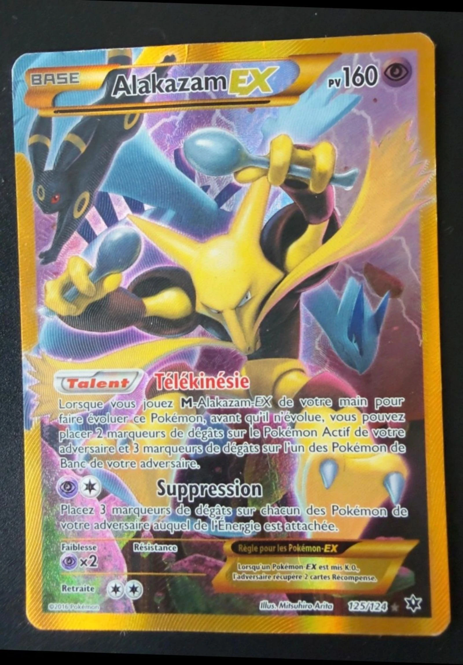 Carte Pokémon Alakazam Ex 160PV 125/124 Full art Secrète XY10 Impact des Destins LP